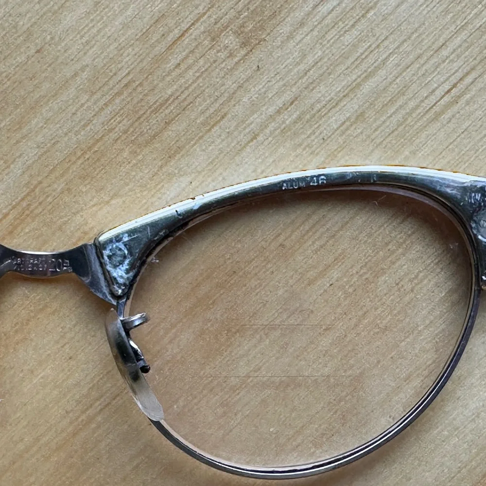 Vintage 1940s Artcraft Cat Eye Glasses Floral Engraved Retro Frames